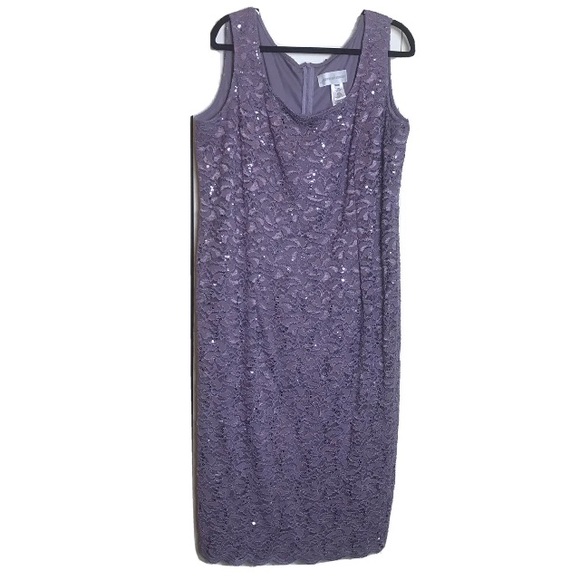 Jeanne Alexander Purple 2Pc Lace Sleeveless Sheath Dress Open Jacket Size 20W - Picture 2 of 8